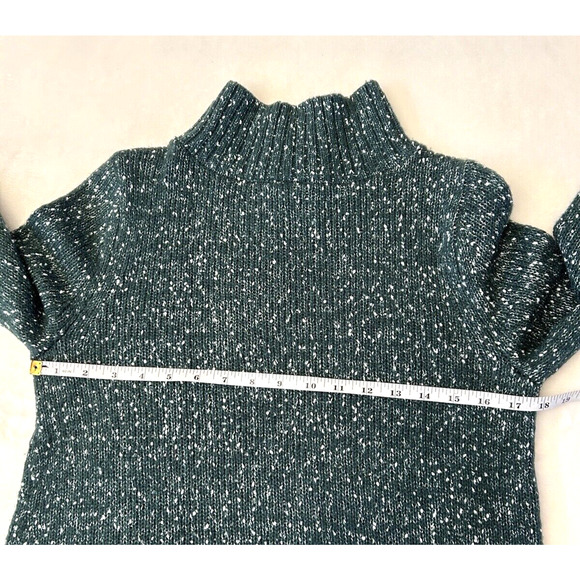 Ann Taylor Womens Mock Neck Sweater Sz M Green Marled Bell Sleeve - Picture 3 of 8